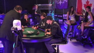 Michael Phelps and Antonio Esfandiari cheering Jeff Gross WPT