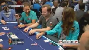 Negreanu flirts with Sofia Lovgren at the table