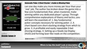 Book Review: Automatic Poker: A short Stacker&amp;#8217;s Guide to Winning Poker