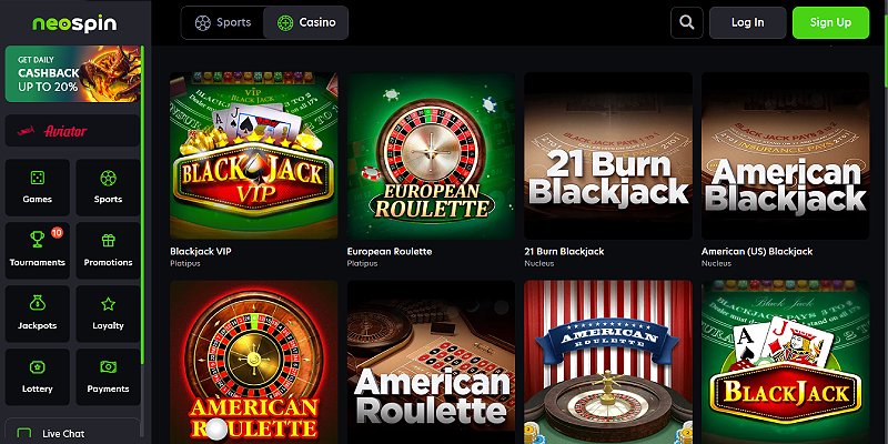 Blackjack game interface at Stay Casino