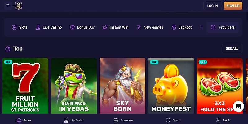 Spirit Casino AU Interface on Mobile